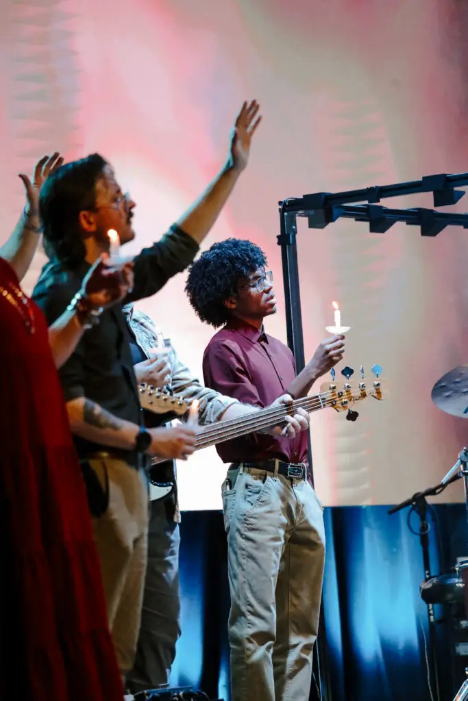 Worship band leading Christmas worship